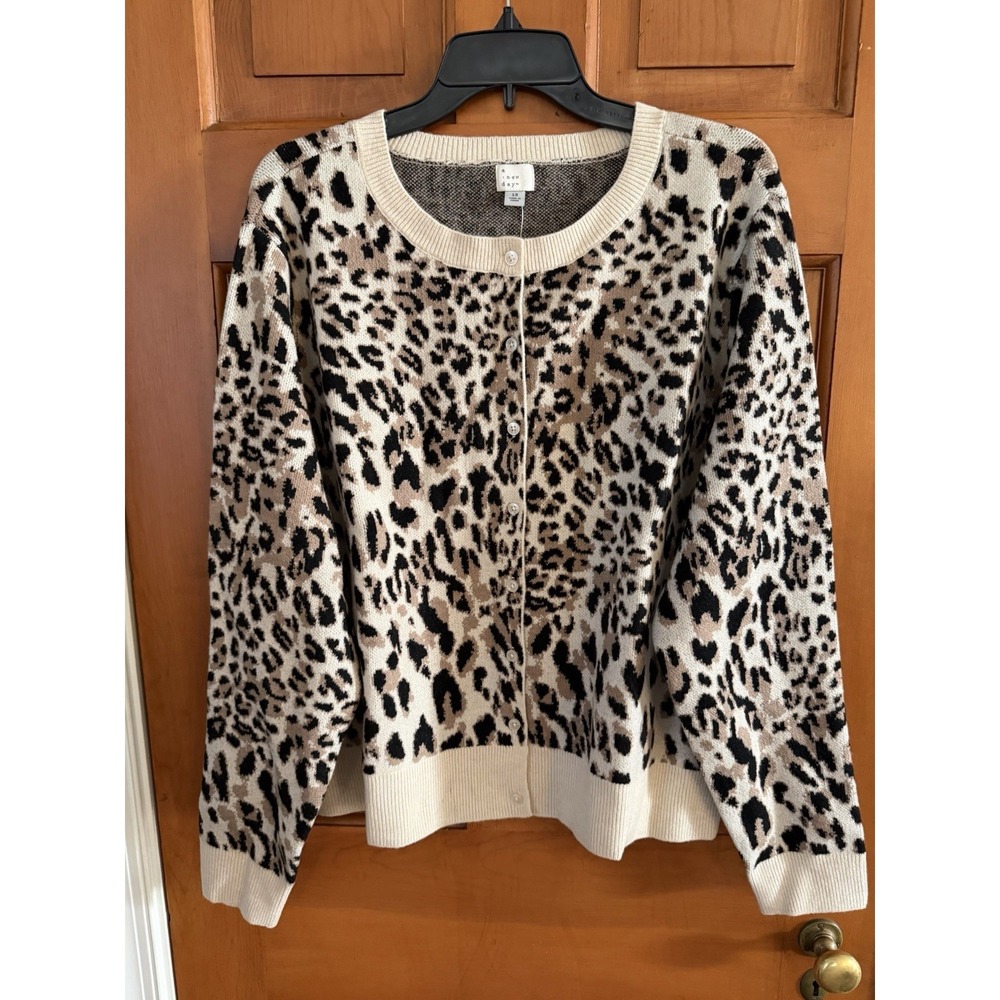 Women's A New Day Leopard Print Button-Up Cardigan Sweater Size 1X NWT